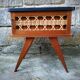 Bedside table wood and braided rattan