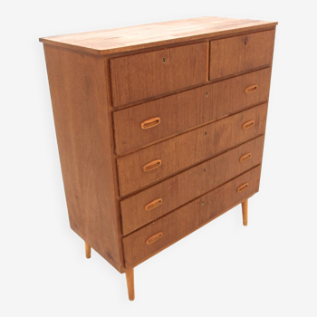 Commode scandinave "tallboy" en teck, Suède, 1950