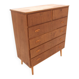 Scandinavian "tallboy" chest of drawers in teak, Sweden, 1950