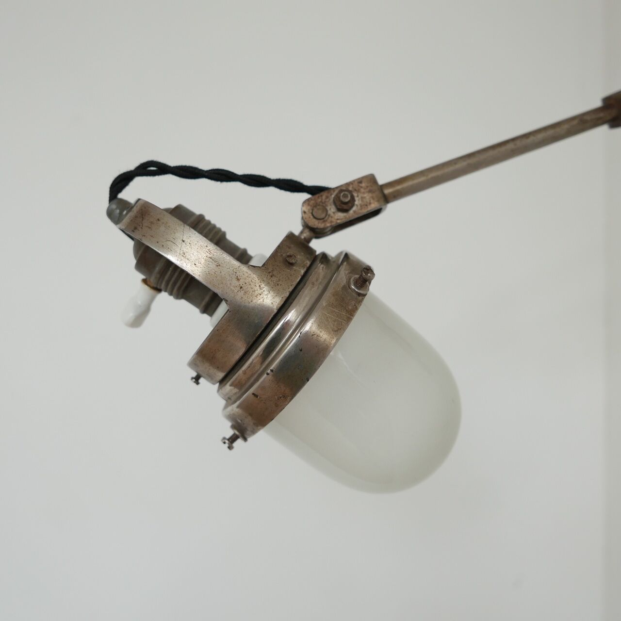 Industrial Adjustable Metal and Glass French Wall Light