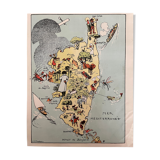 Affiche ancienne carte illustrée de la Corse - JP Pinchon