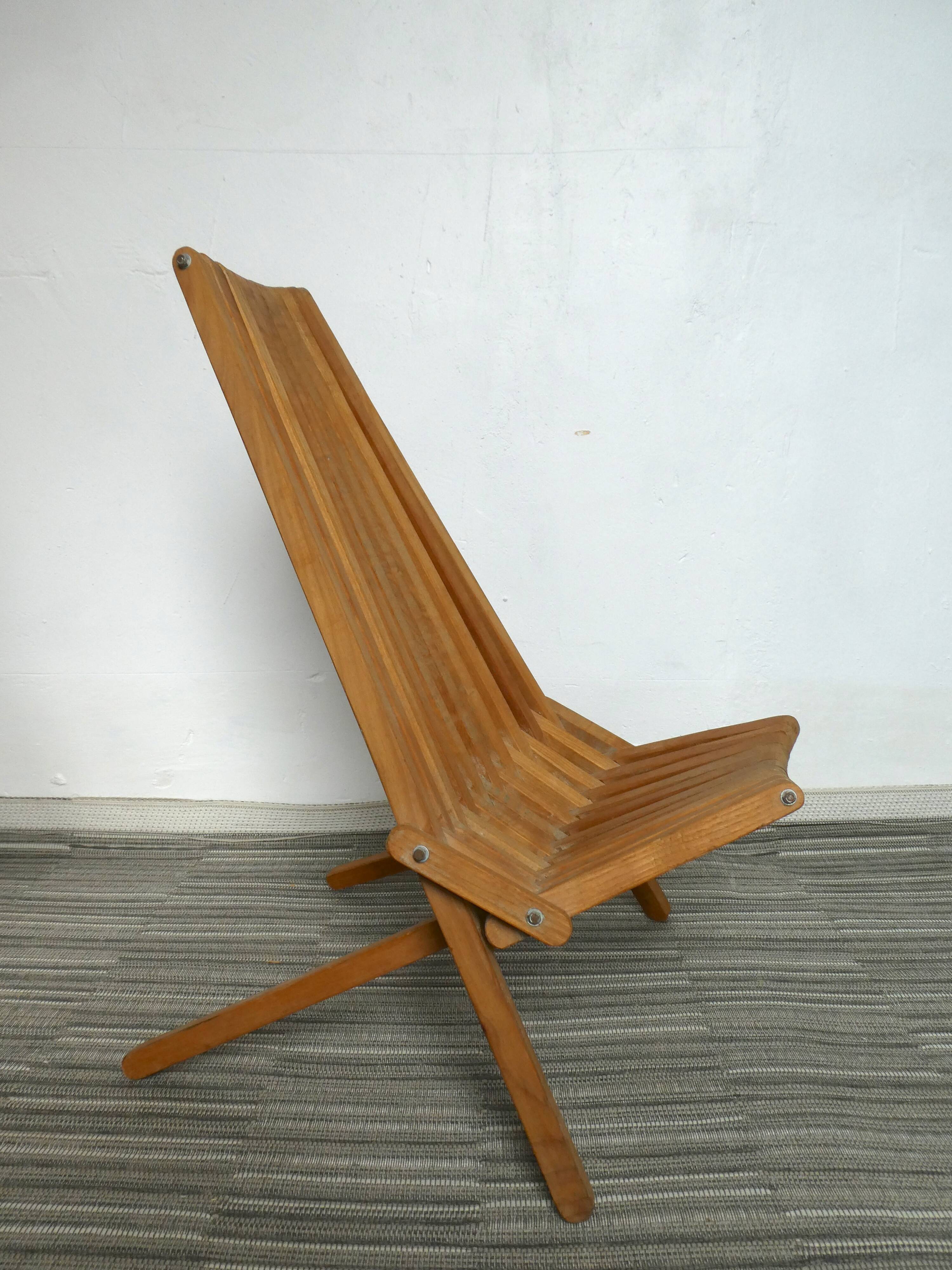 Armchair folding scandinavian teak 60 years