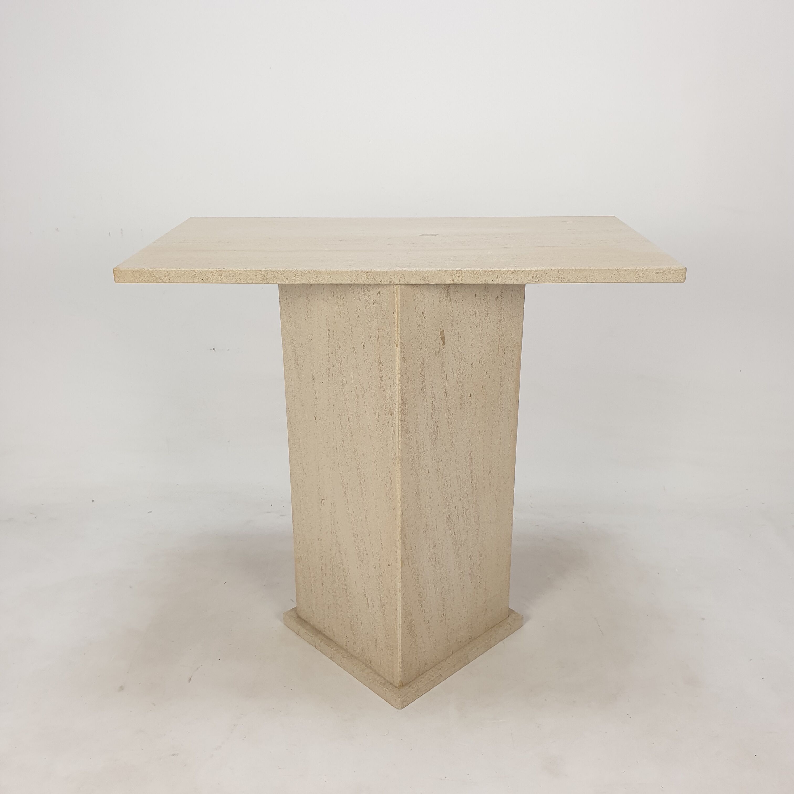 Italian Travertine Side Table or Pedestal, 1980s