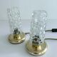 Pair Vintage Bubble Glass Table Lamps, Bedside, Brass