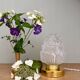 Vintage globe table lamp in half frosted, half transparent glass