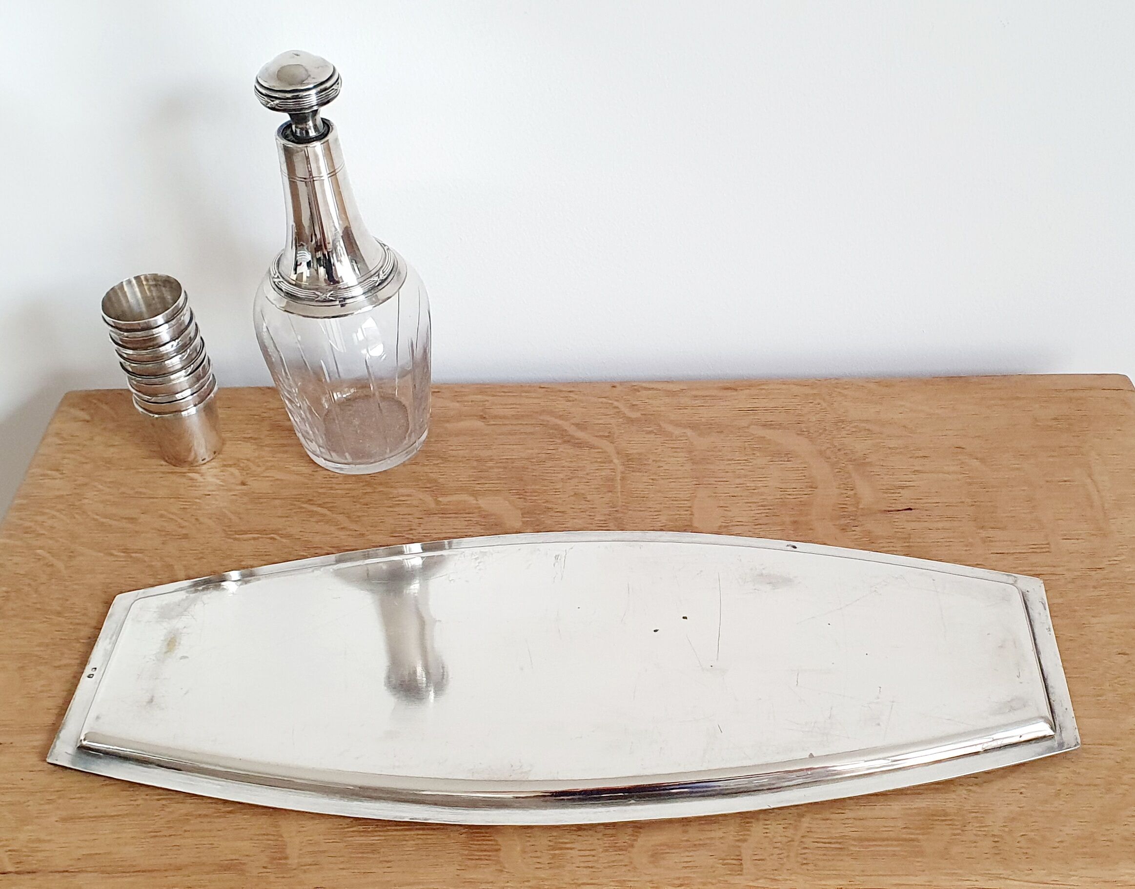 Silver and crystal liquor service