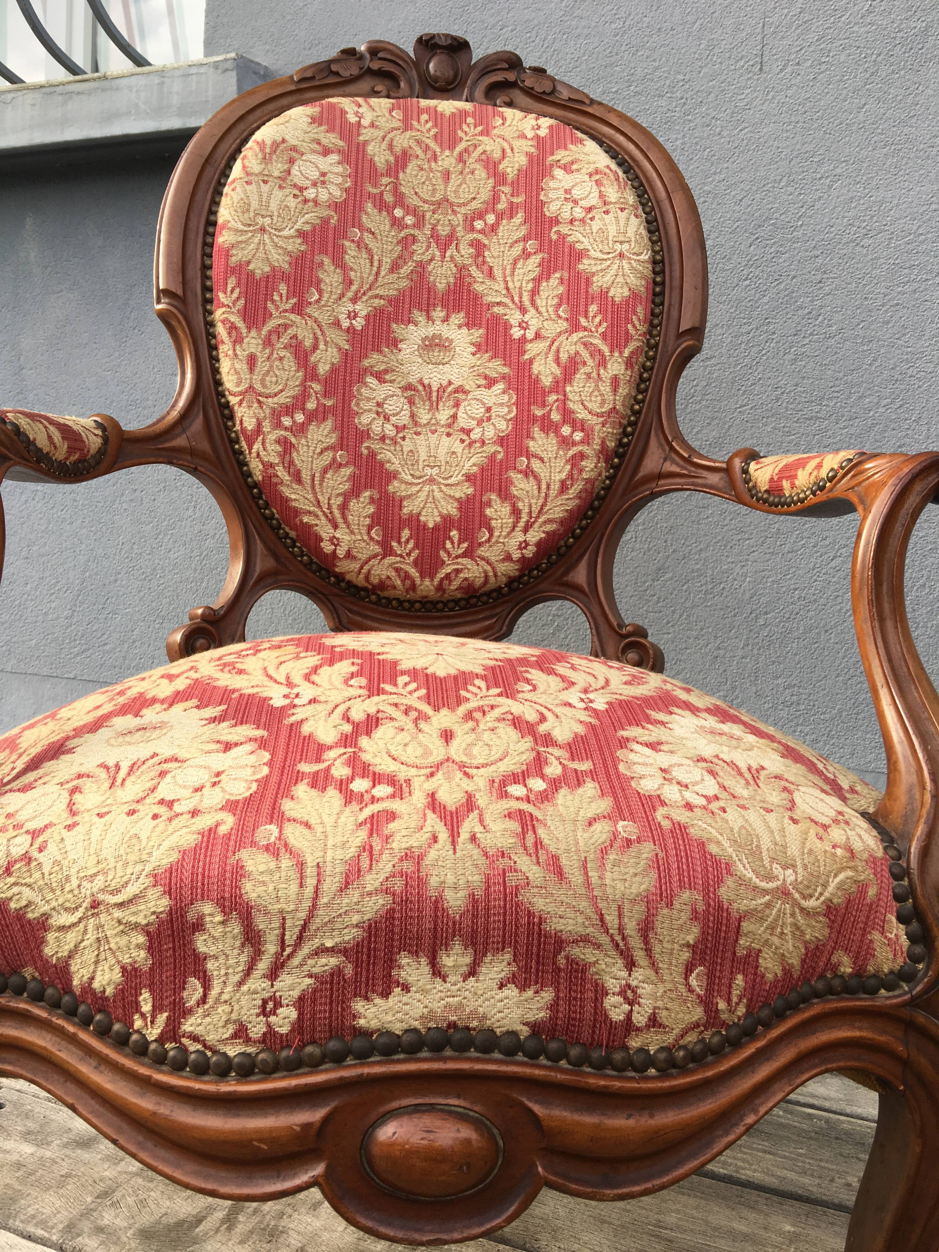 Pair of napoleon III armchairs, 19th century
