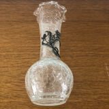 Glass vase broken effect tin thistle pattern