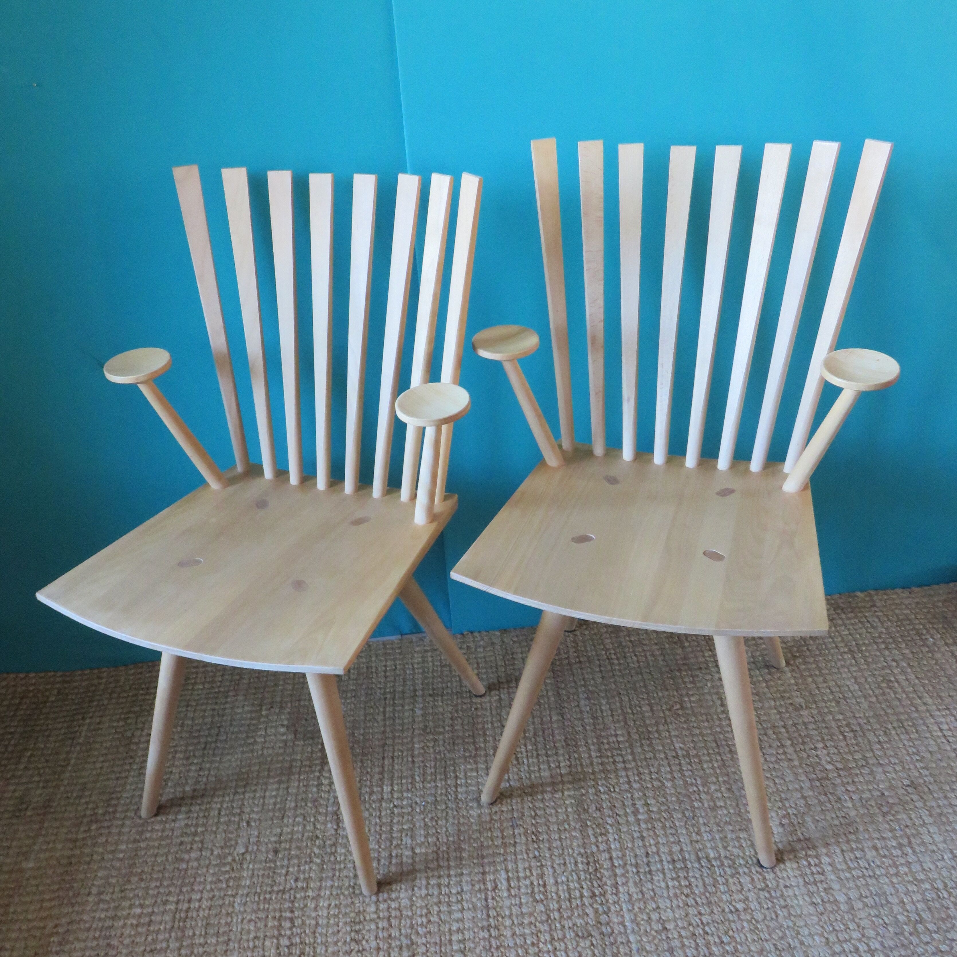 Pair of maple "Mikado" armchairs by J.Foersom and P.Hjort Lorenzen