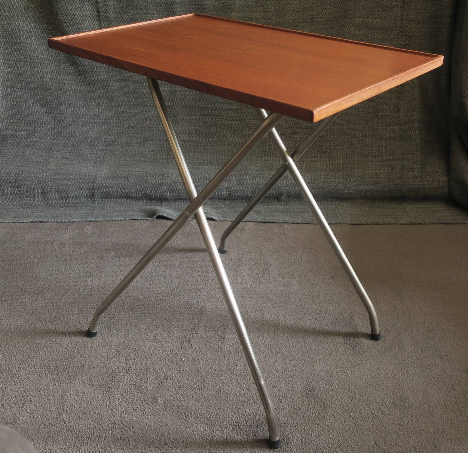 Danish teak and aluminium adjustable wine or side table, 1960s