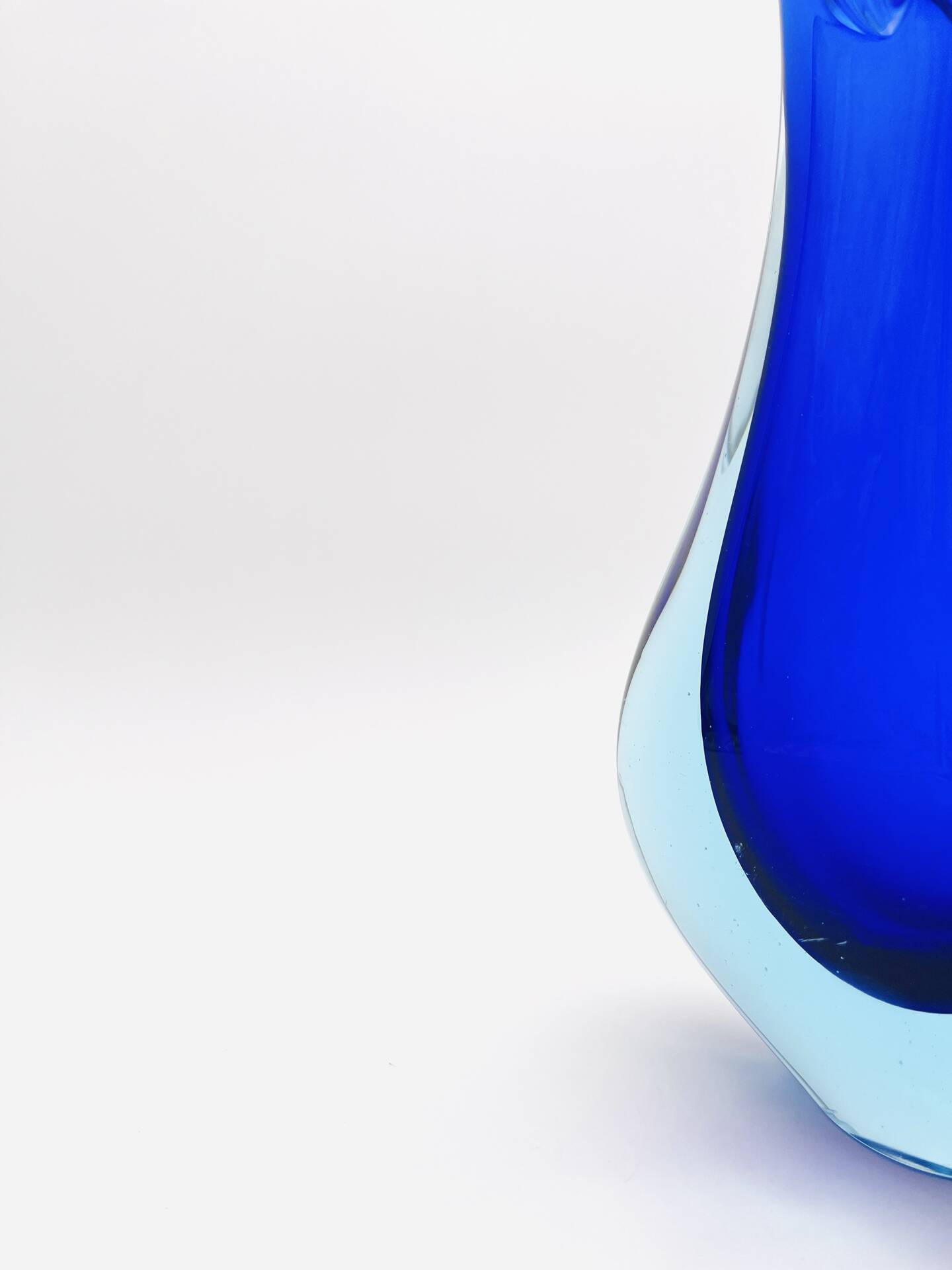 Large Murano Vase Flavio Poli Sommerso Blue Cobalt Turquoise 31.5cm