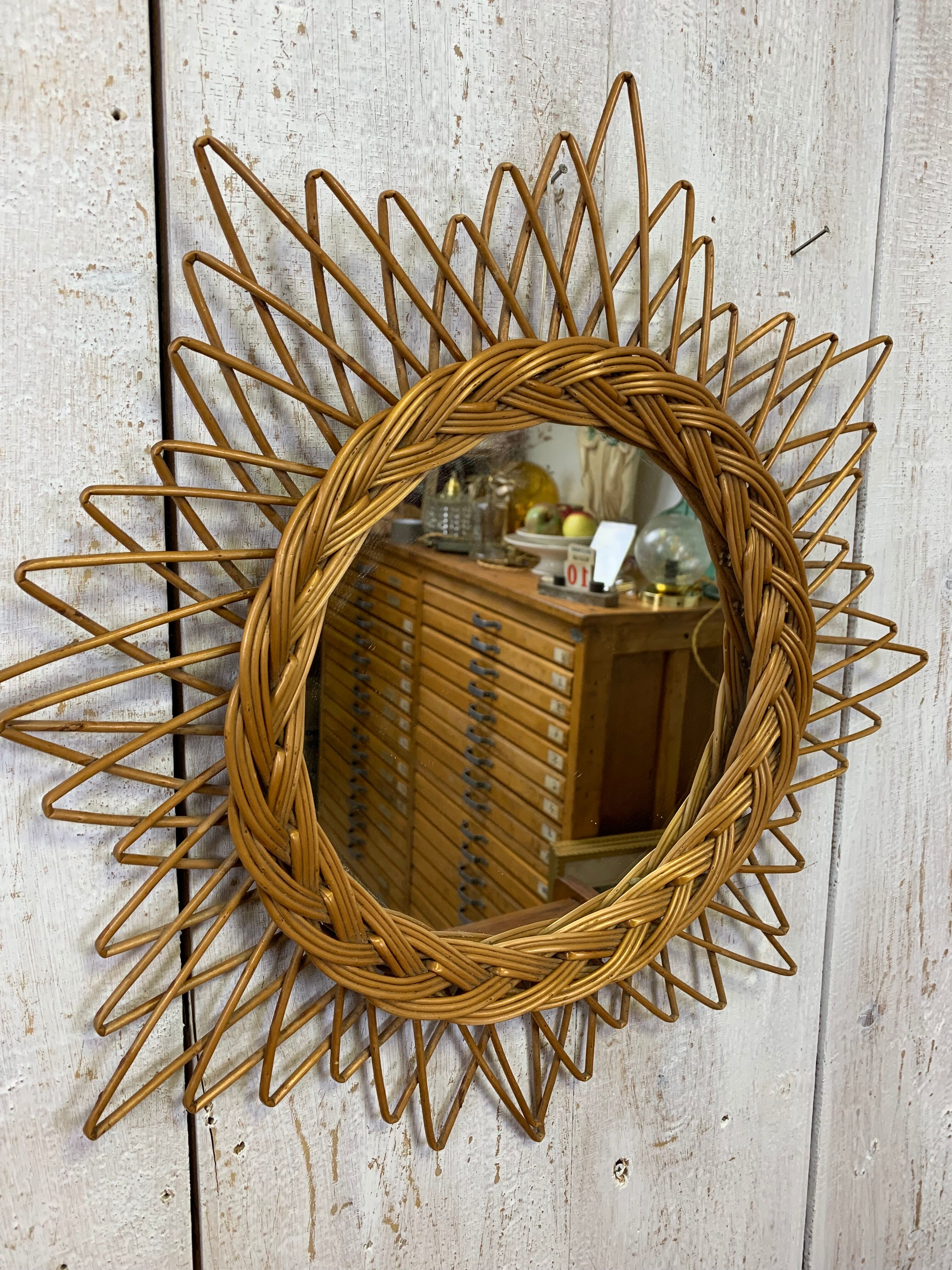 Wicker sun mirror