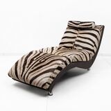 Italian Chaise Longue Cowhide with Zebra Pattern, 1980s