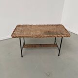 Woven wicker and metal coffee table 1960