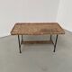 Table basse osier tressé et métal 1960