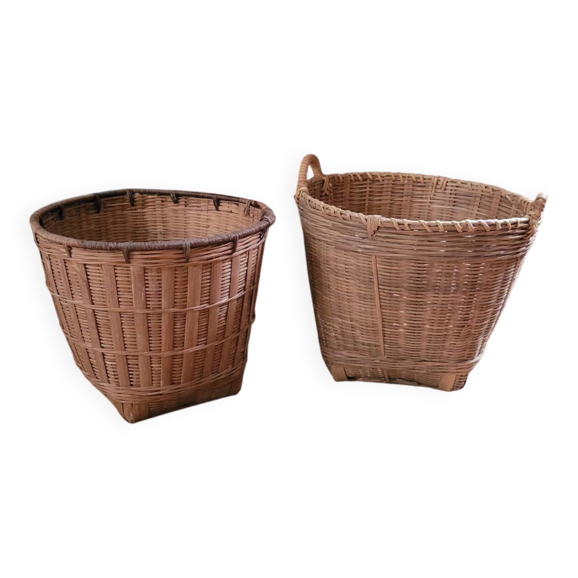 Duo de cache-pots en osier – France 1970-1980