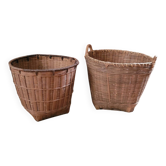 Duo de cache-pots en osier – France 1970-1980