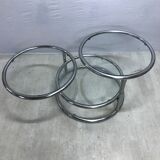 Round coffee table 3 vintage trays