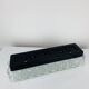 Rectangular wall lamp in molded glass and black metal from the 60s