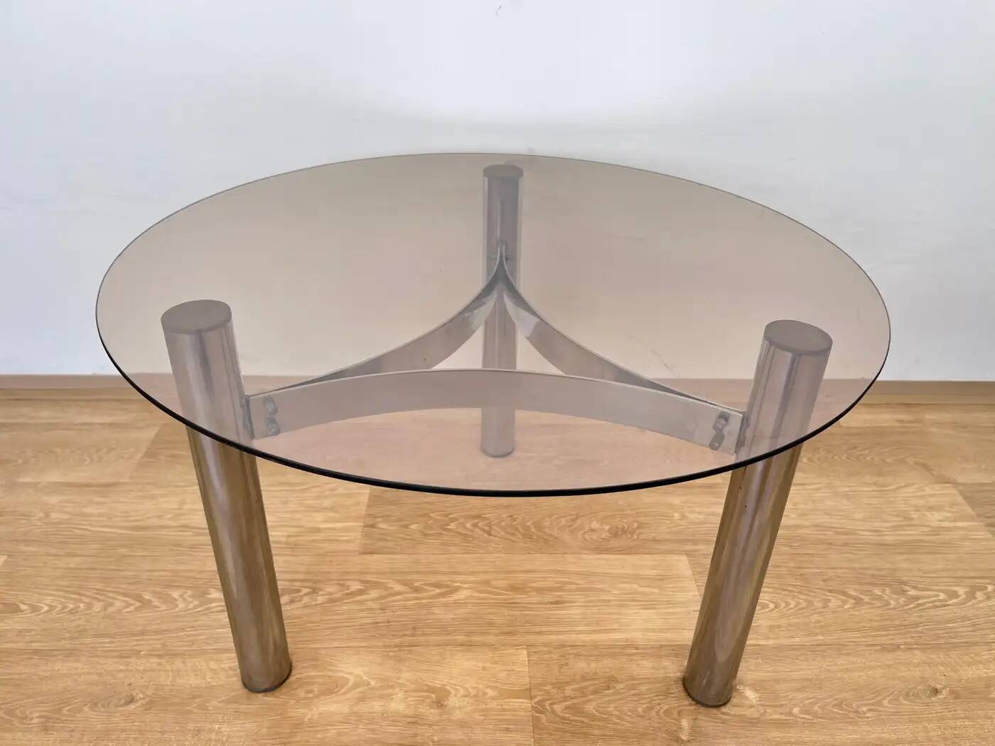 Midcentury design chrome and smoked glass coffee table - 1970s