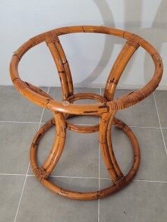 Rattan table and smoked glass