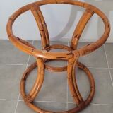Rattan table and smoked glass