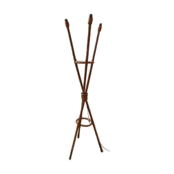 Lampadaire artisanale en corde années 60/70