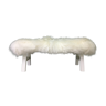 Banc de chevet ou ottoman en peau de mouton véritable blanche