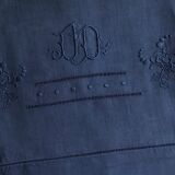 Old sheet in pure thread washed linen tinted in blue
