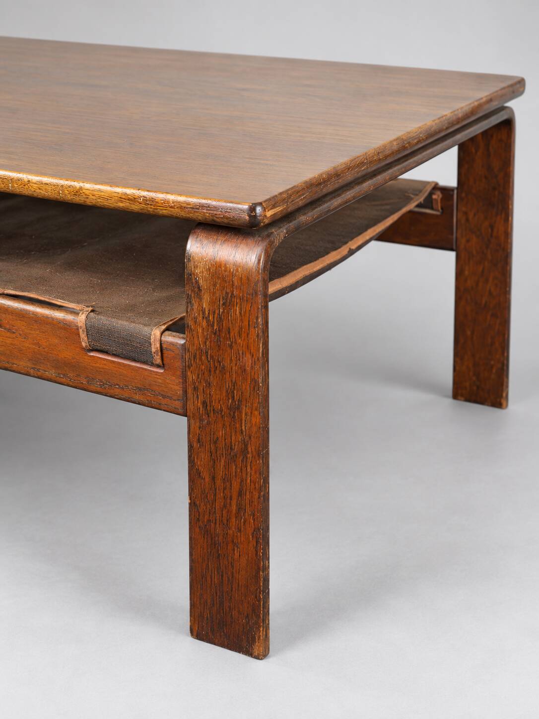 Vintage Brutalist coffee table made of wenge wood, crafted in the 1970s