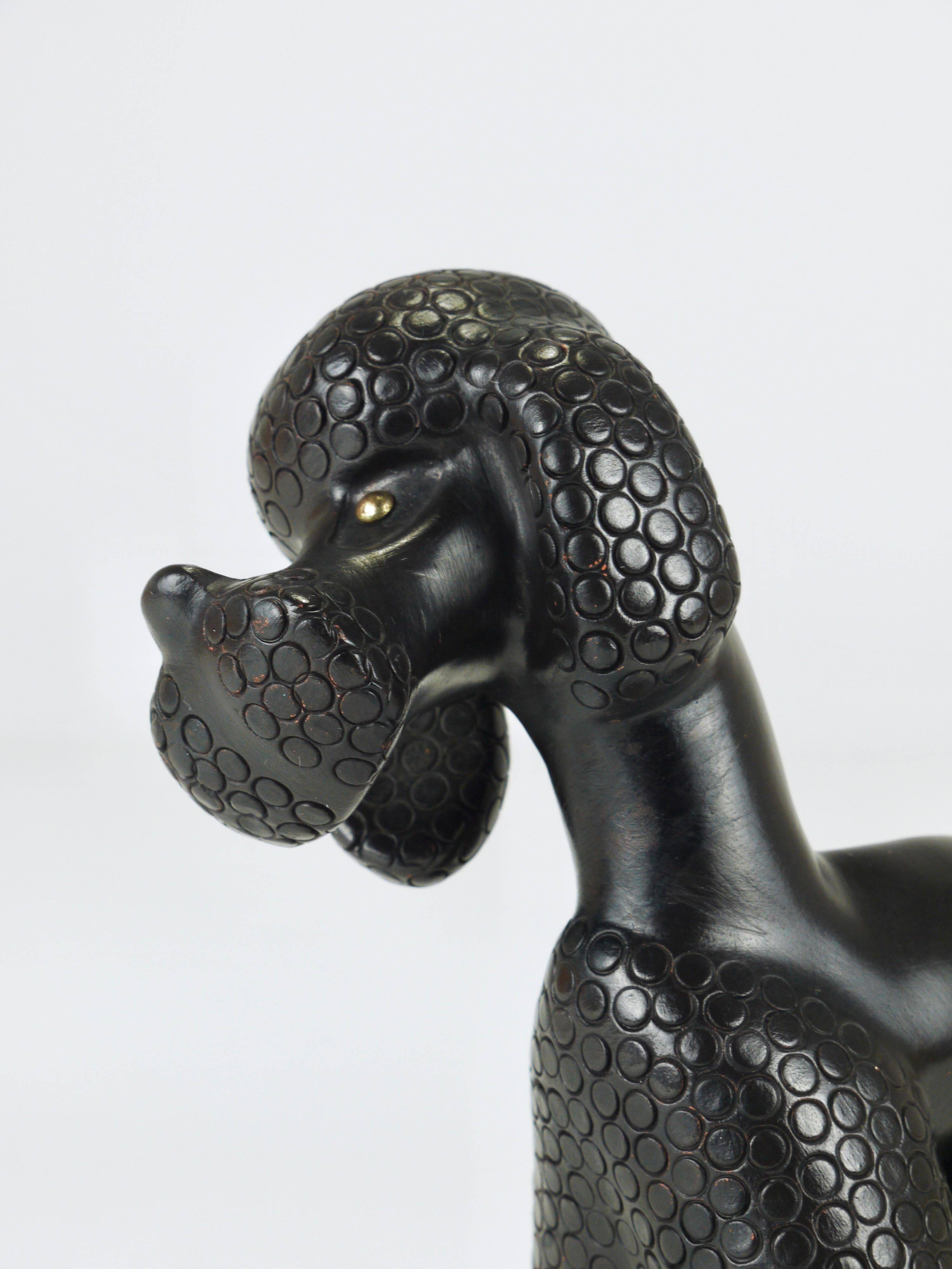 Charming Poodle Figurine Sculpture by Leopold Anzengruber, Austria, 1950s