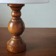 Pair of turned wooden bedside lamps