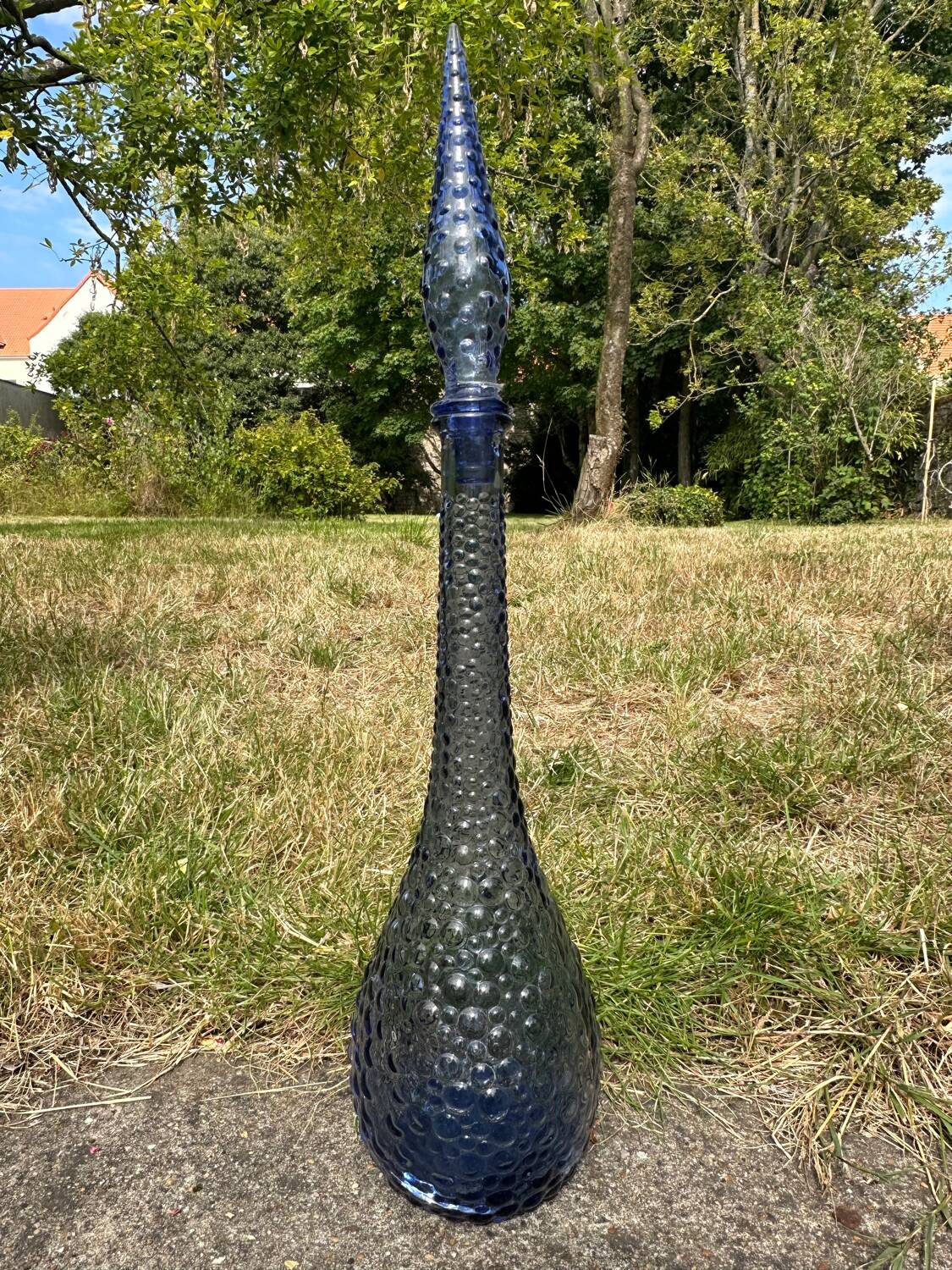 Carafe empoli purple mauve small bubbles hobnail