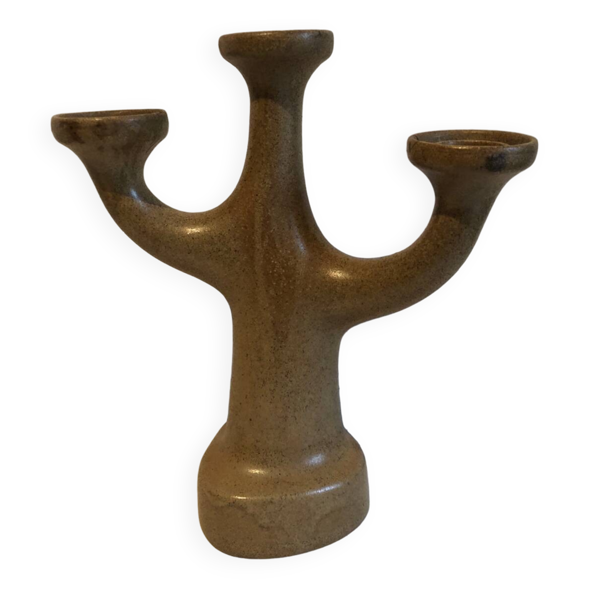 Three-armed stoneware candlestick 70