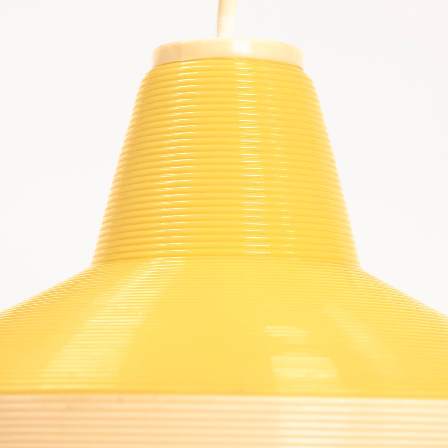 Yellow Rotaflex cellulose pending lamp by A.R.P, France 1970s