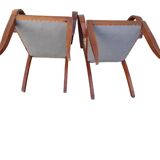 Paire de fauteuils bridge en bois et tissu, 1940