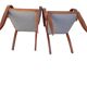 Pair of bridge armchairs in wood and fabric, 1940