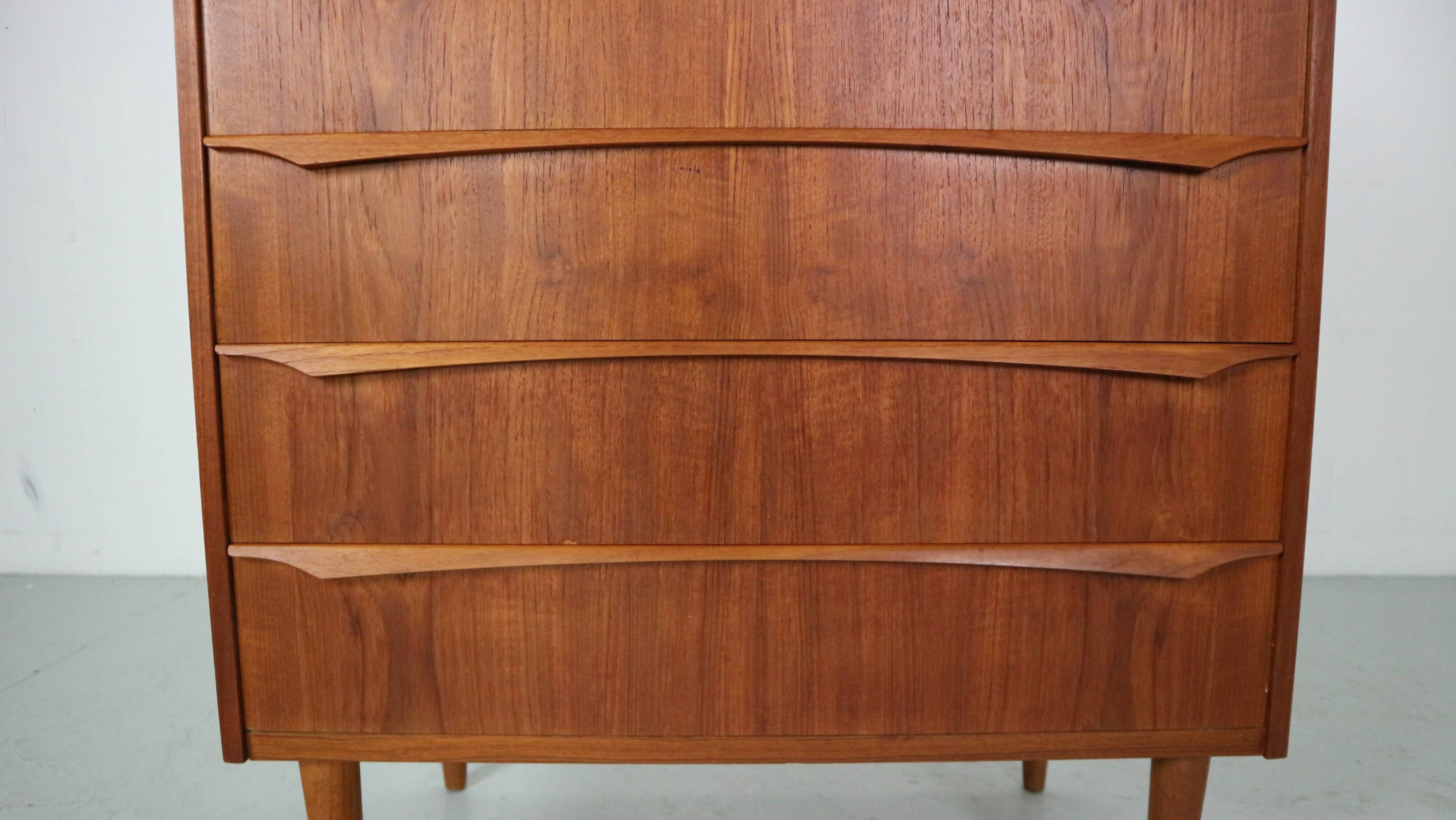 Mid-Century Modern Danish Chest of Six Drawers, Tallboy in Teak, Denmark, 1960