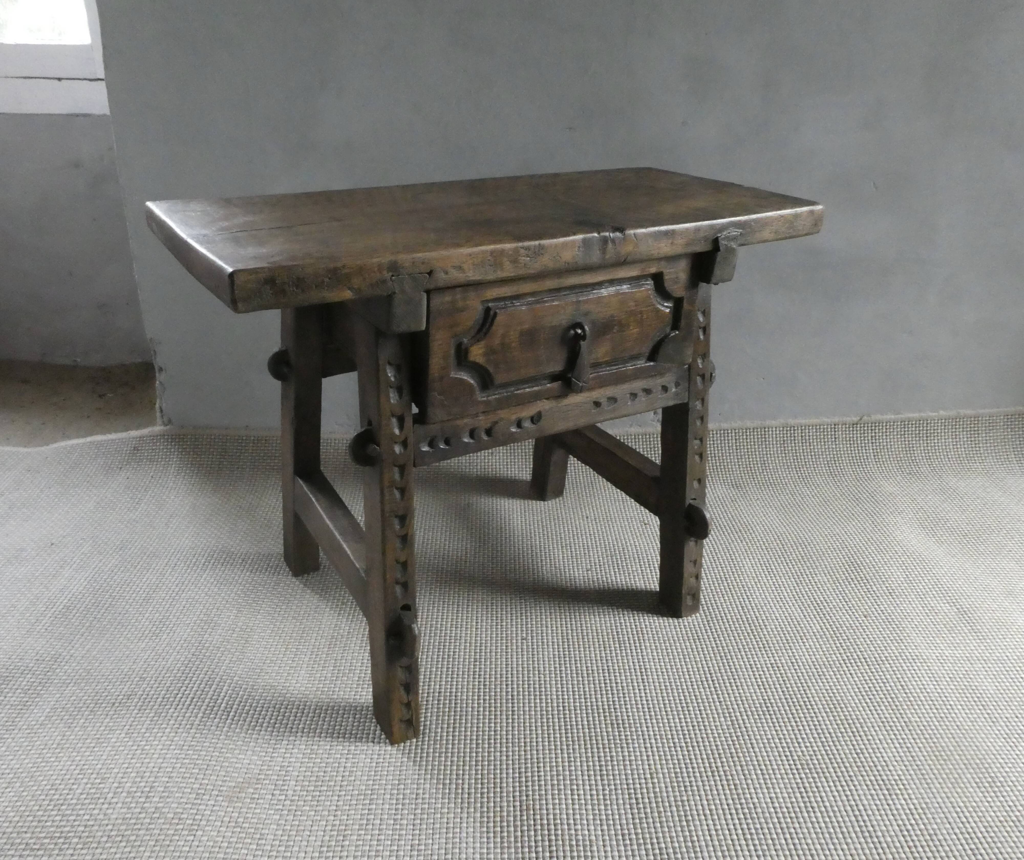 solid wood side table from the 18th century