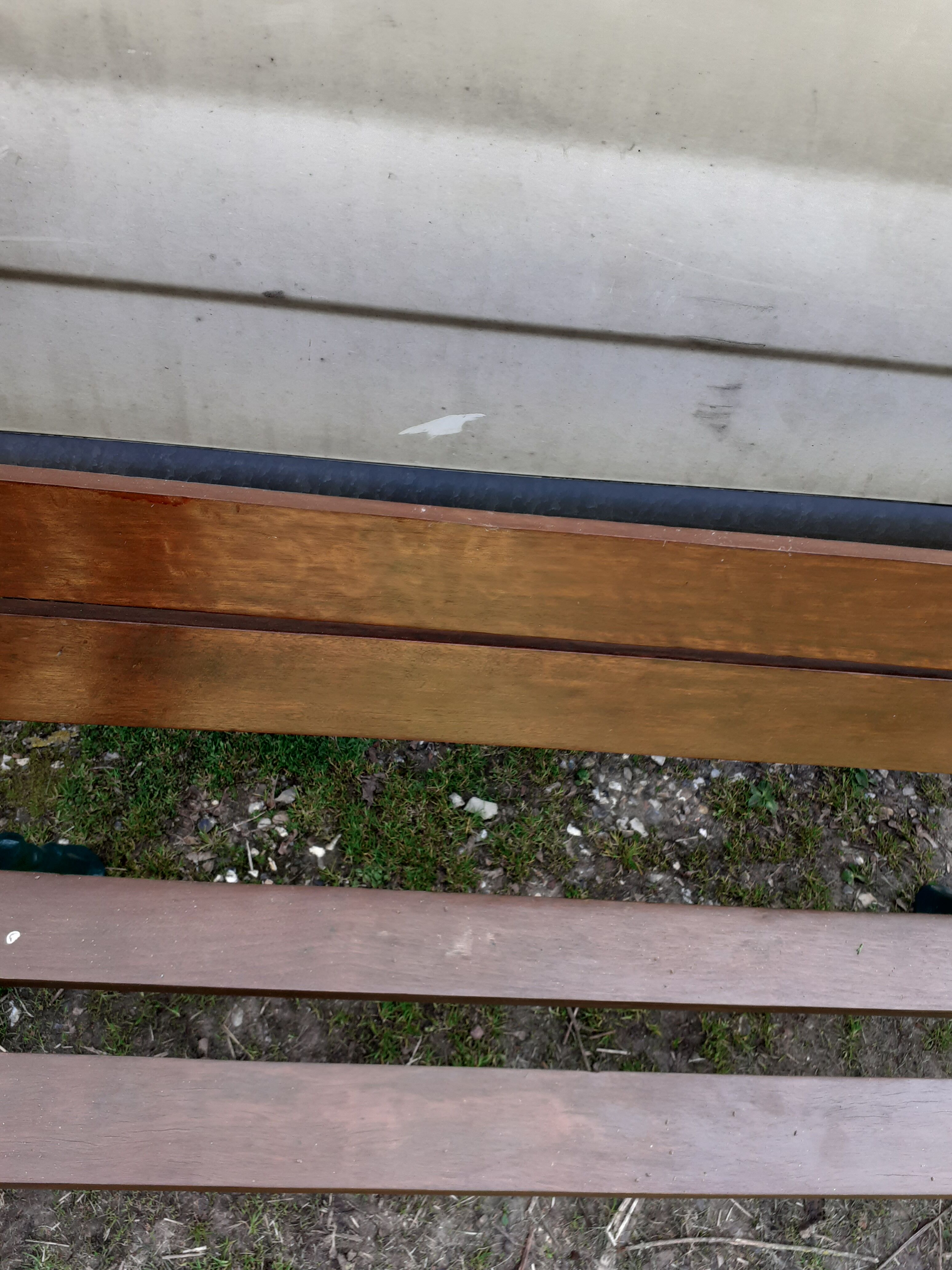 Old garden bench with cast iron feet