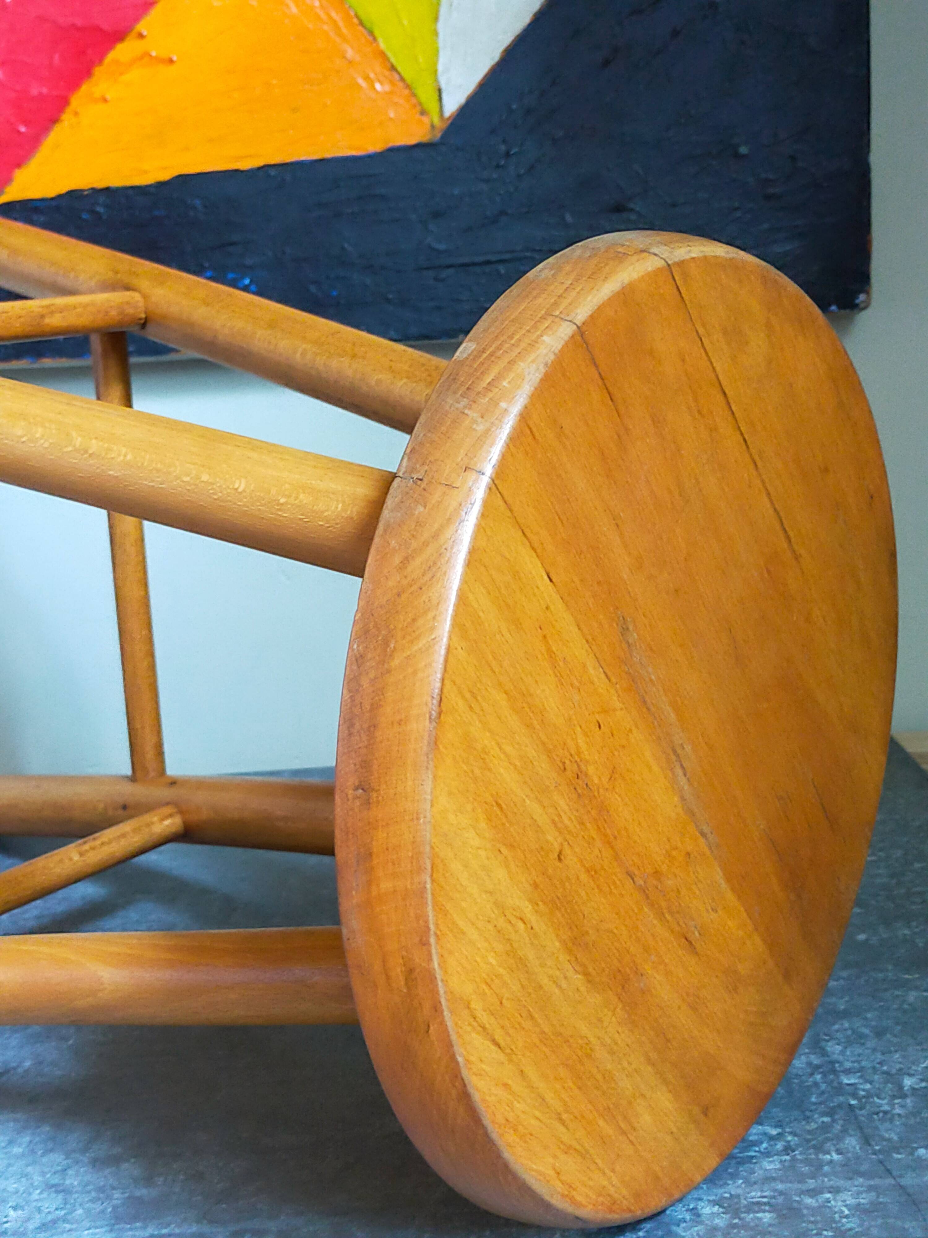Vintage blond wooden stool