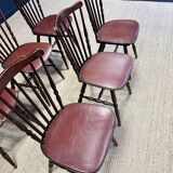 Set of 6 Tacoma Baumann bistro chairs in dark wood and brown leatherette