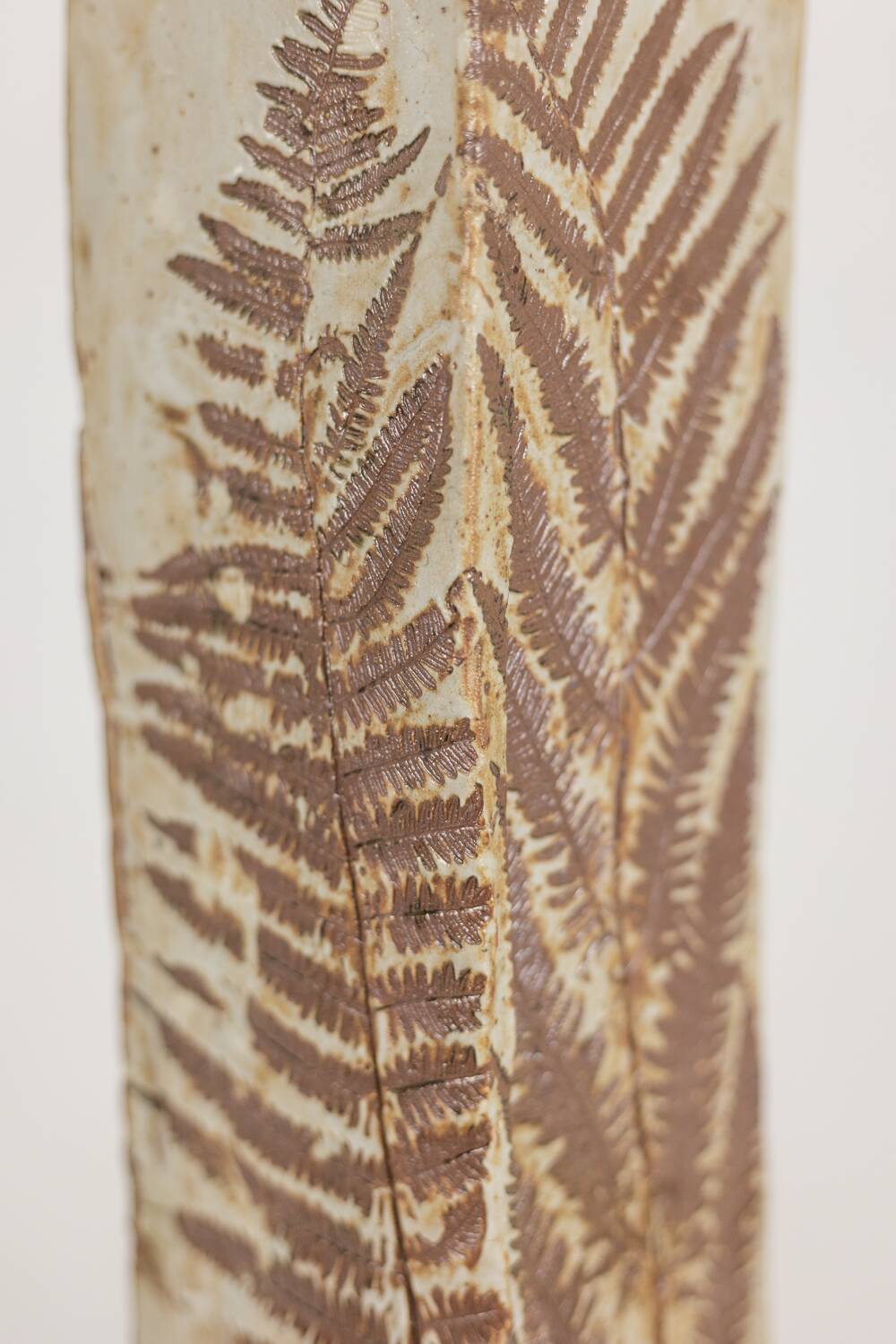 Brutalist stoneware vase with a floral decoration. 1970s.
