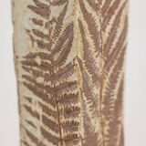 Brutalist stoneware vase with a floral decoration. 1970s.