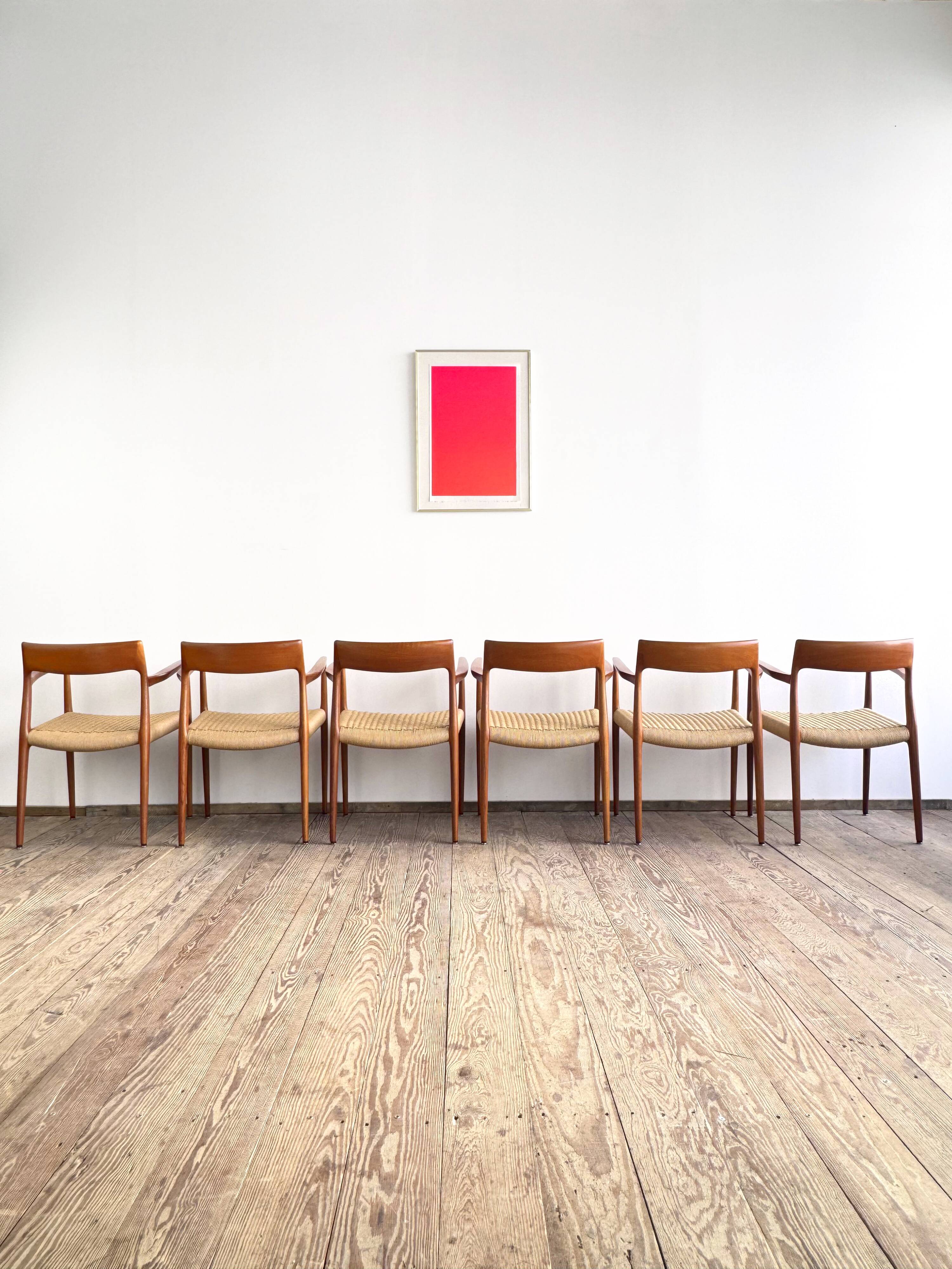 Chaises de Salle à Manger Danoises  Modèle 57 en Teck, Niels O. Møller,  JL Mollers, Ensemble de 6