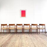 Chaises de Salle à Manger Danoises Modèle 57 en Teck, Niels O. Møller, JL Mollers, Ensemble de 6