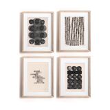 Collection of 4 paintings on paper - abstract paintings signed Eawy