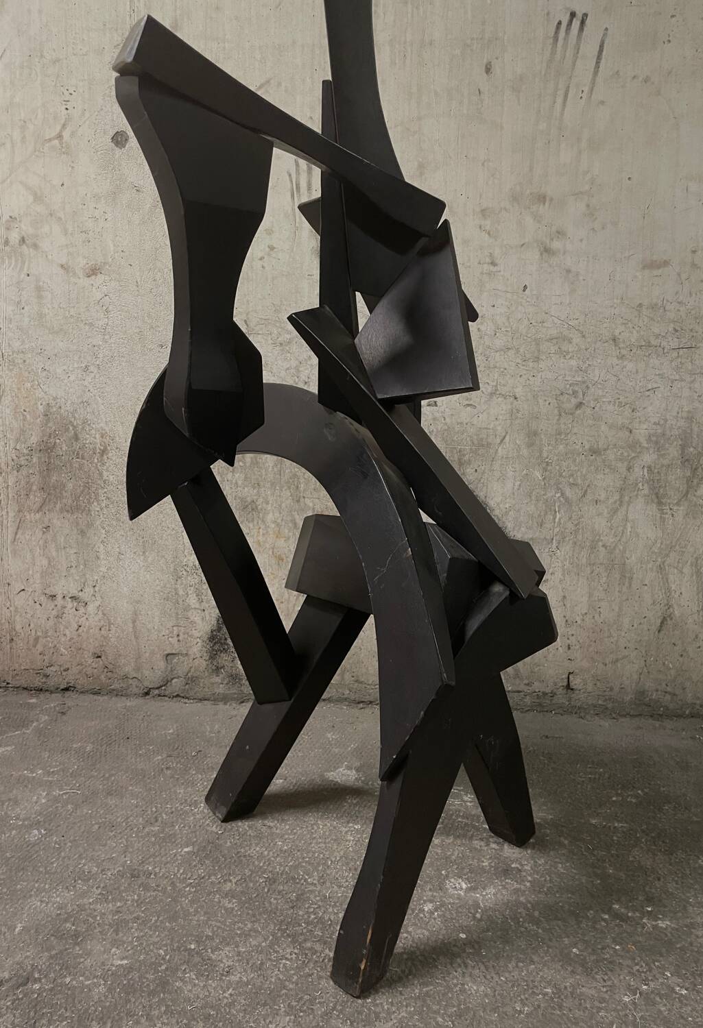 Large abstract sculpture in painted wood