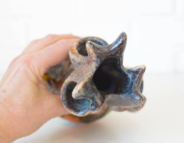 Vintage Wabi Sabi Ceramic Vase: West Germany 1970s Walther Gerhards