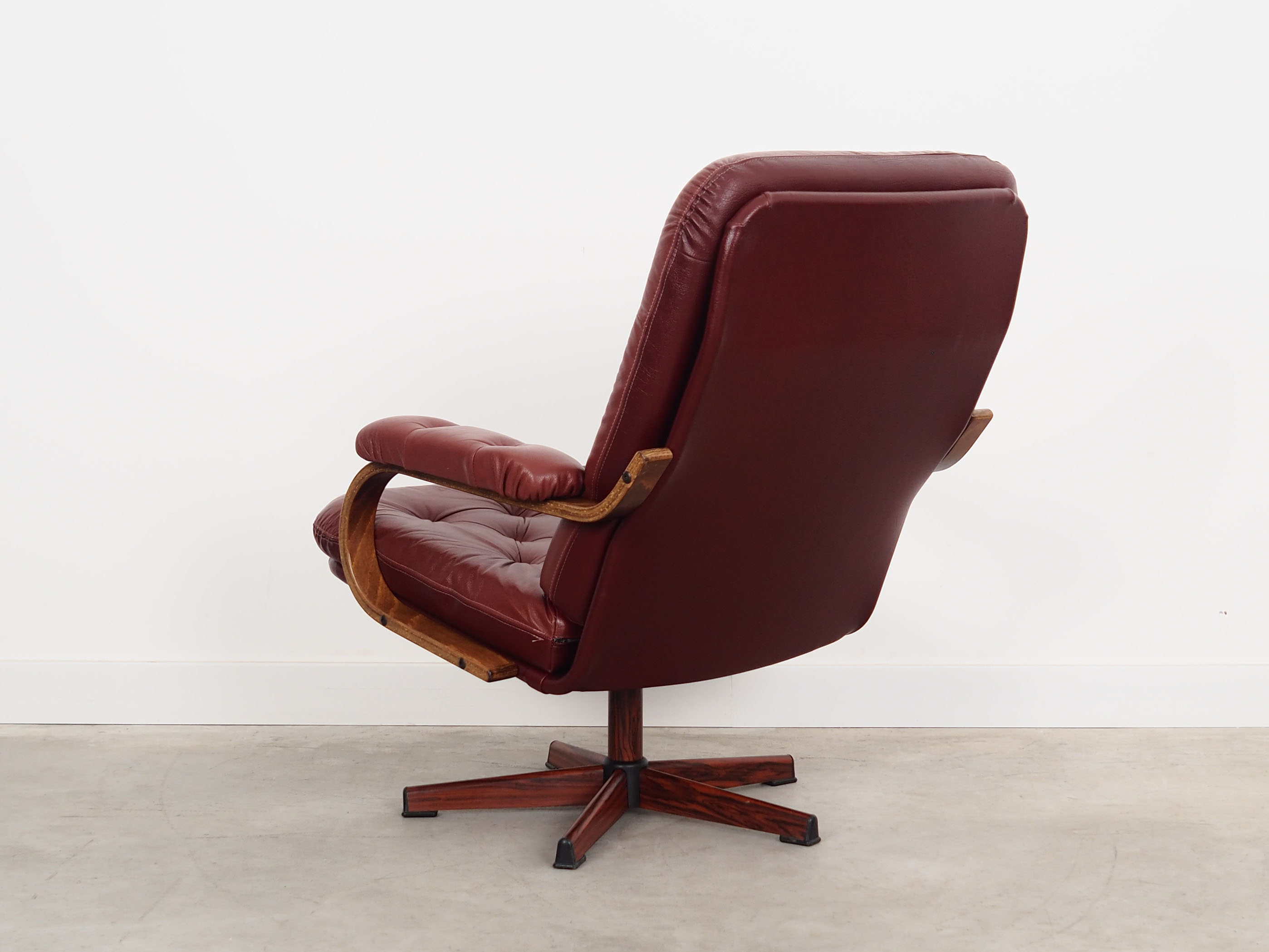 Leather swivel armchair, Danish design, 1970s, made in Denmark